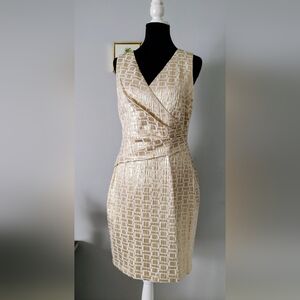 Ralph Lauren  Brocade Gold Dress  Size 8 New With Out Tags Zipper